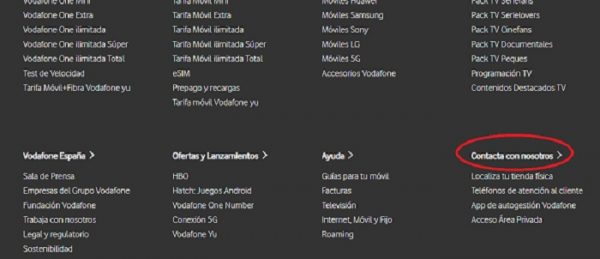 Información de Contacto Vodafone